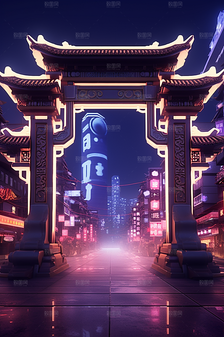 机械大门游戏原画赛博朋克素材