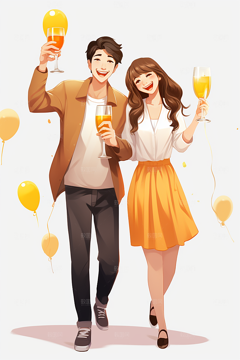 啤酒聚餐暖色调欢聚插画