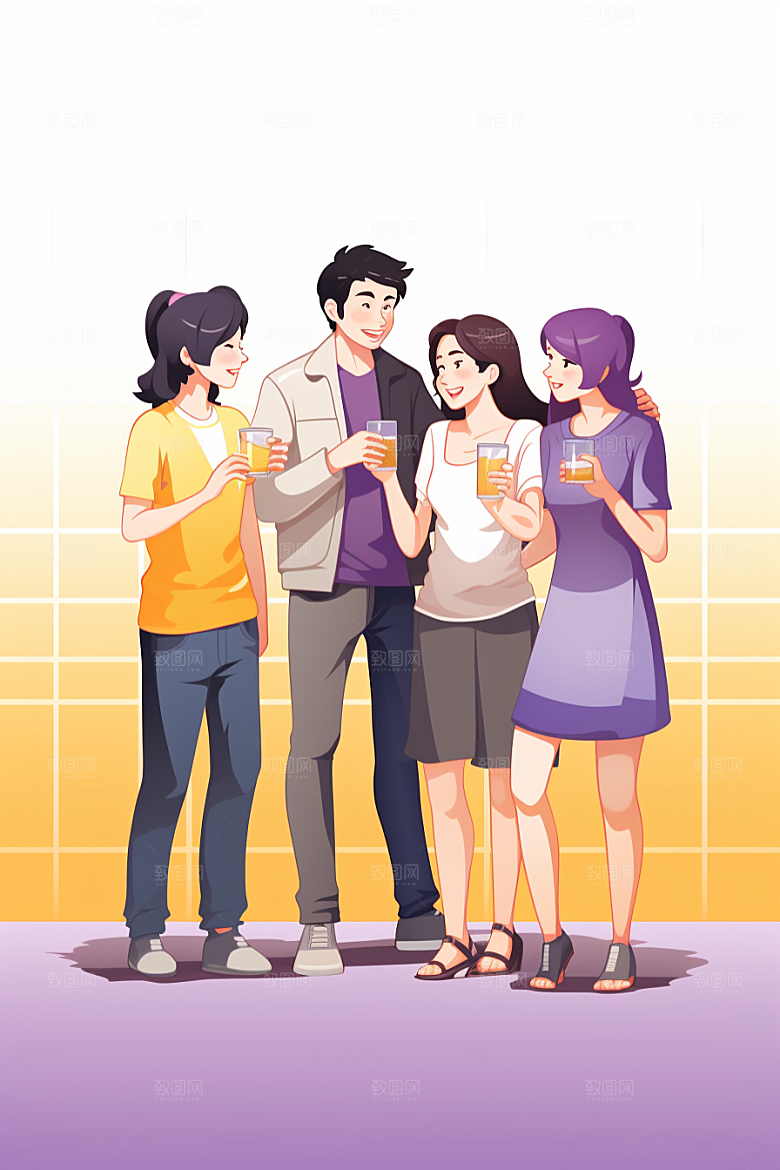 啤酒聚餐酒吧高清插画