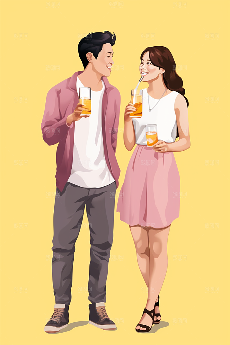 啤酒聚餐扁平风畅饮插画