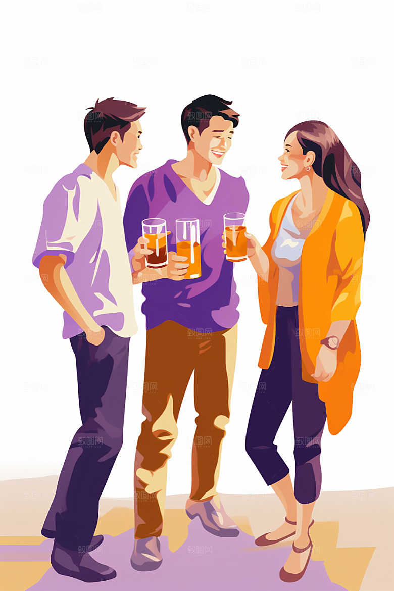 啤酒聚餐聚会高清插画