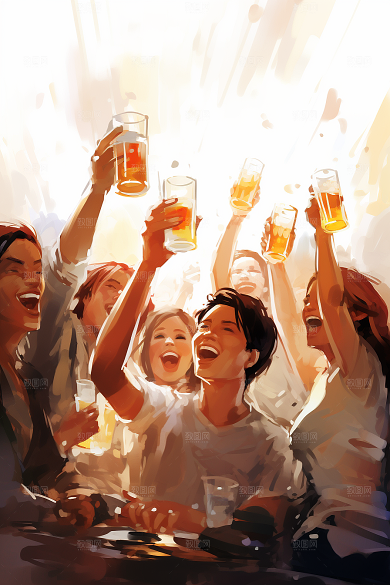 啤酒聚餐聚会酒吧插画