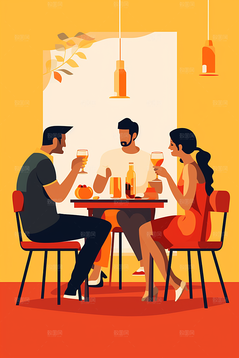 啤酒聚餐聚会美食插画