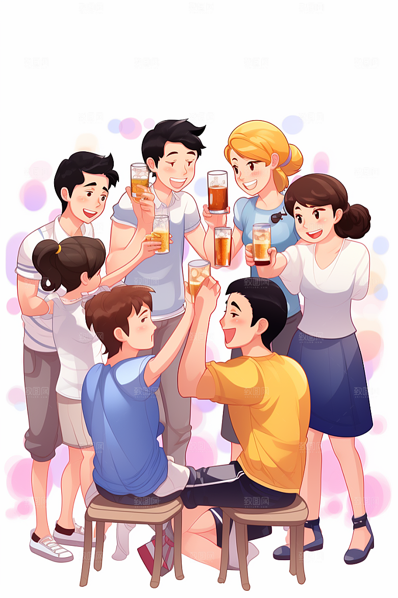 啤酒聚餐聚会扁平风插画
