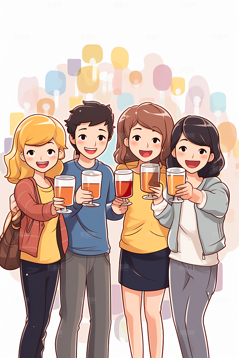 啤酒聚餐欢聚高清插画