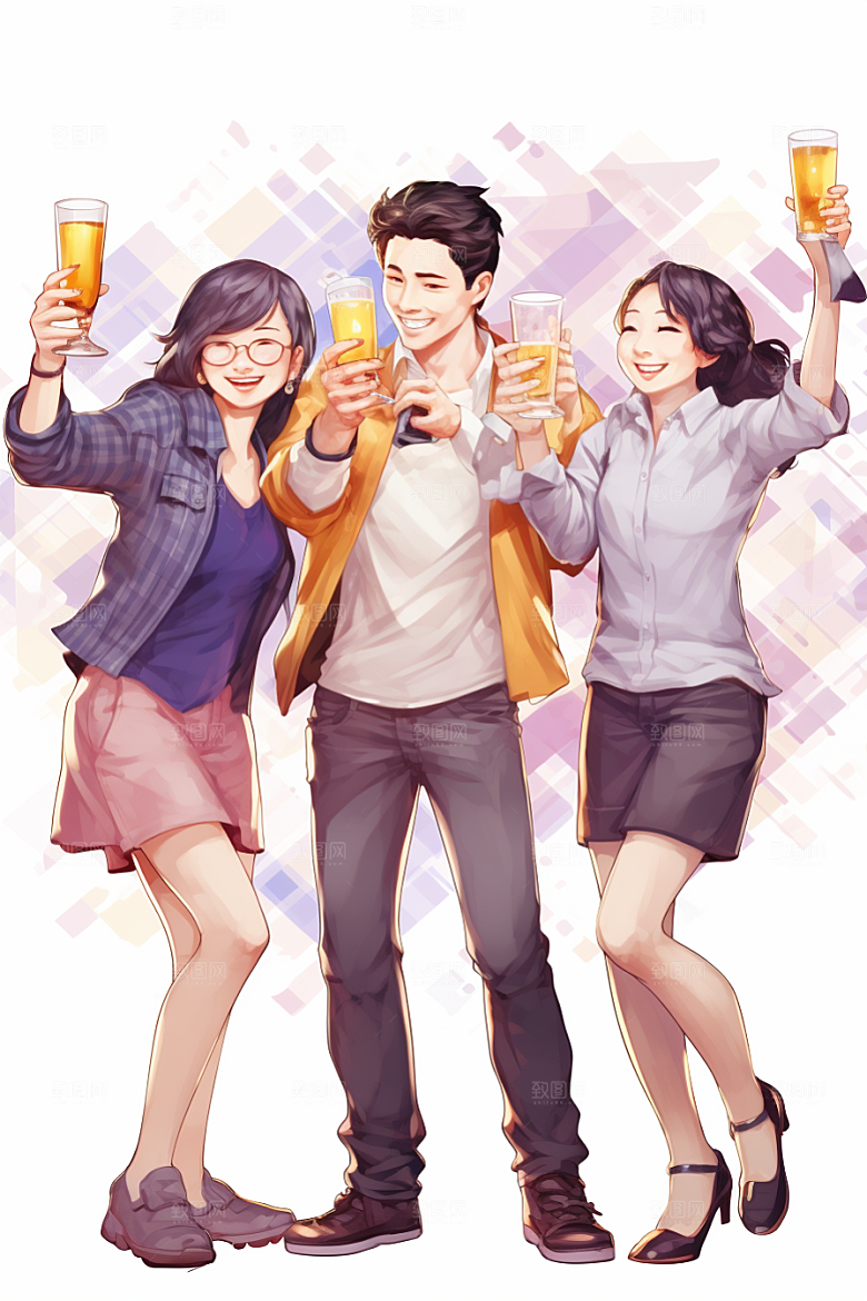 啤酒聚餐美食高清插画