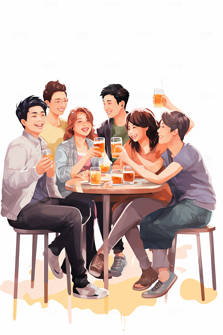 啤酒聚餐欢聚聚会插画