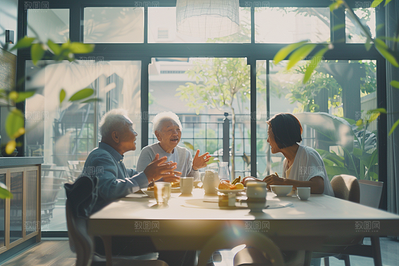 养老院生活聚会夕阳红摄影图