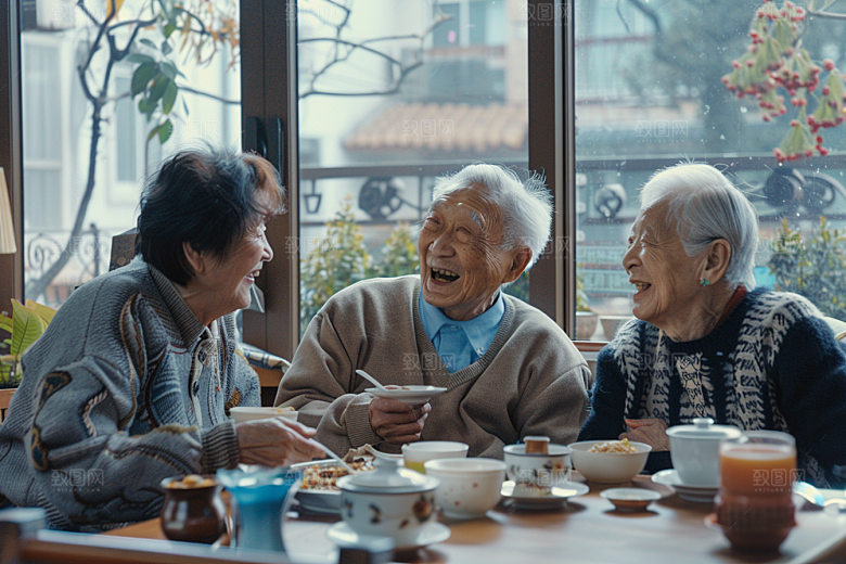 养老院生活老人聊天摄影图