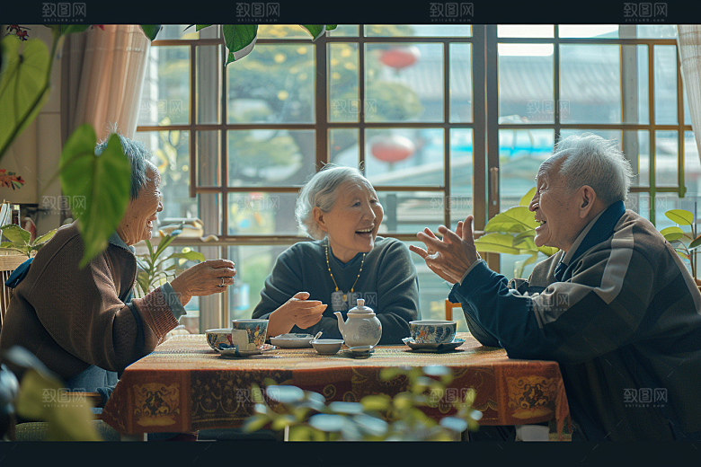 养老院生活聚会养老机构摄影图