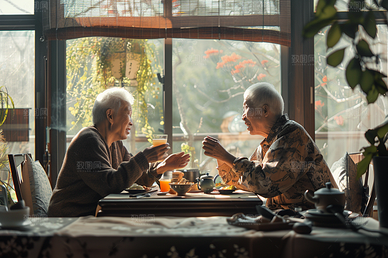 养老院生活老年聊天摄影图