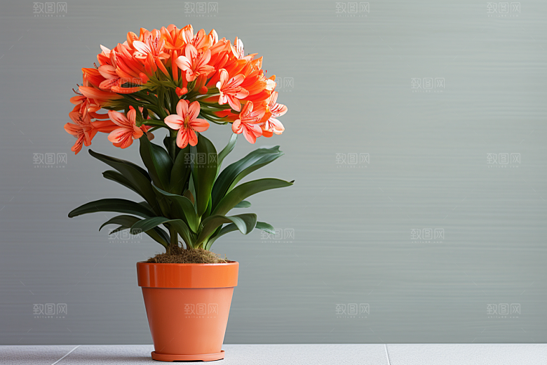 君子兰清新植物摄影图