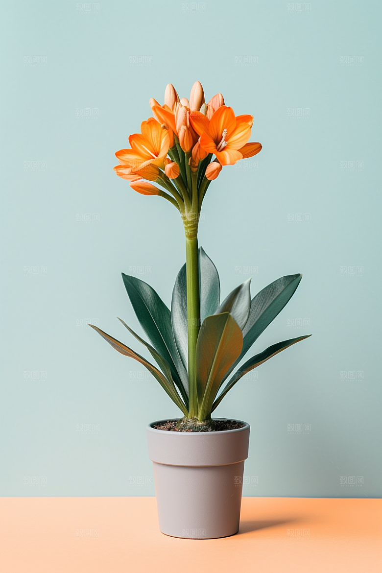 君子兰观赏植物摄影图