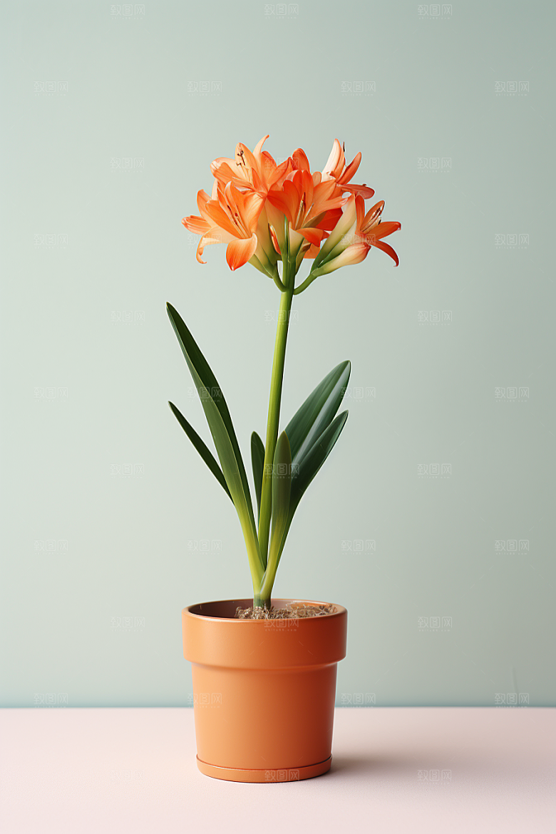君子兰家居花卉摄影图