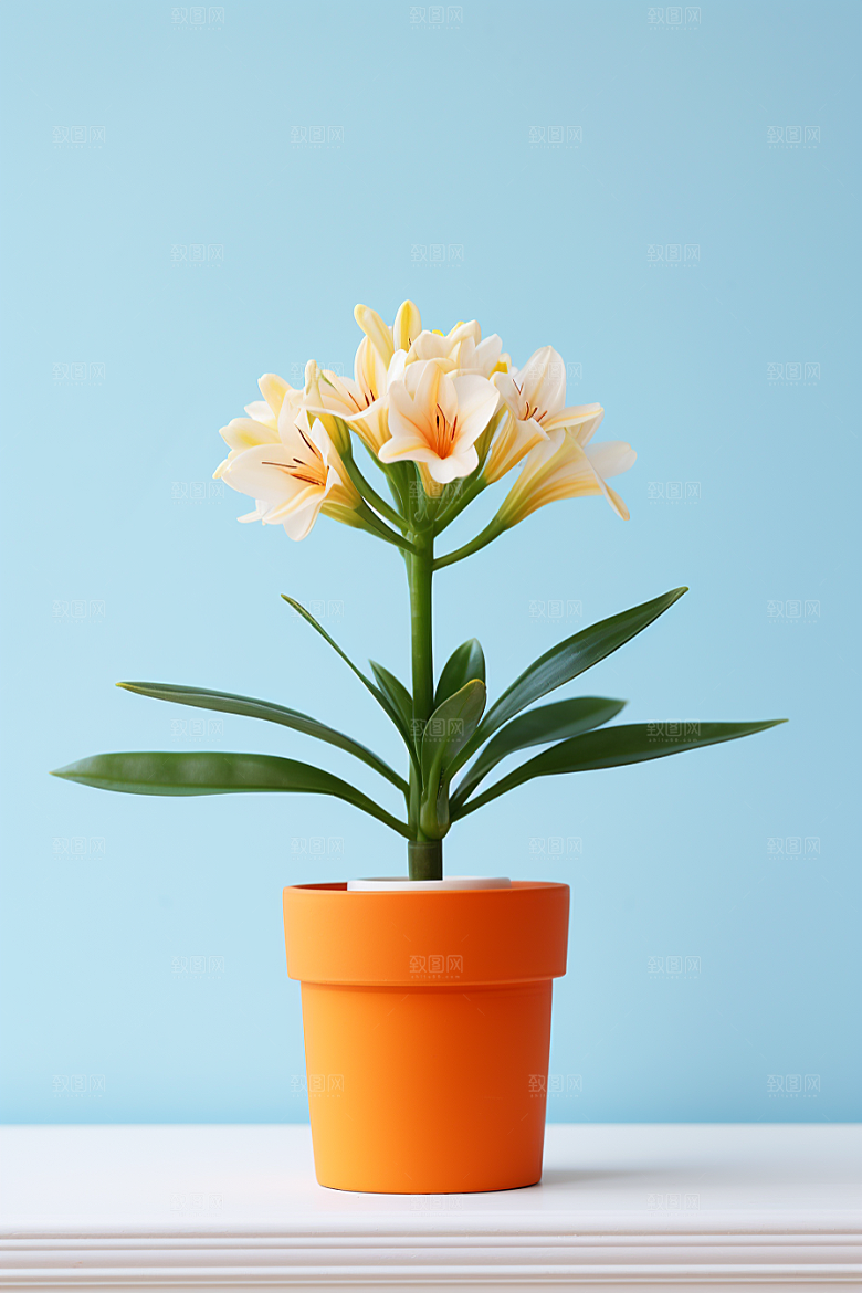 君子兰家居绿植摄影图