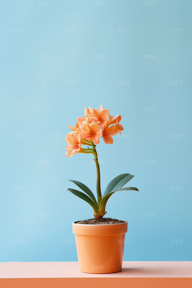 君子兰植物盆栽摄影图