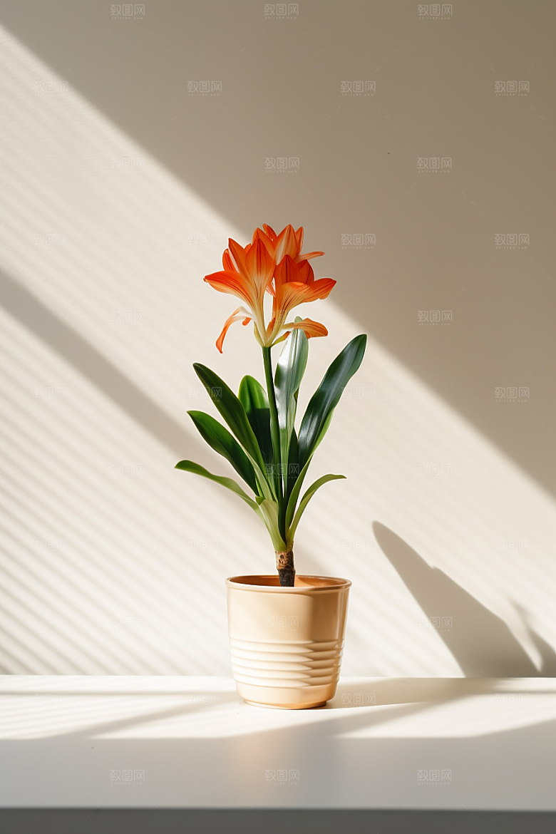 君子兰花卉植物摄影图