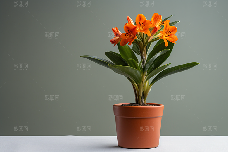 君子兰花卉绿植摄影图