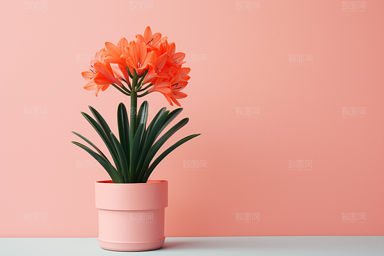 君子兰装饰绿植摄影图