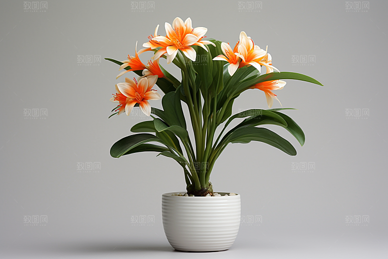 君子兰花卉植物摄影图