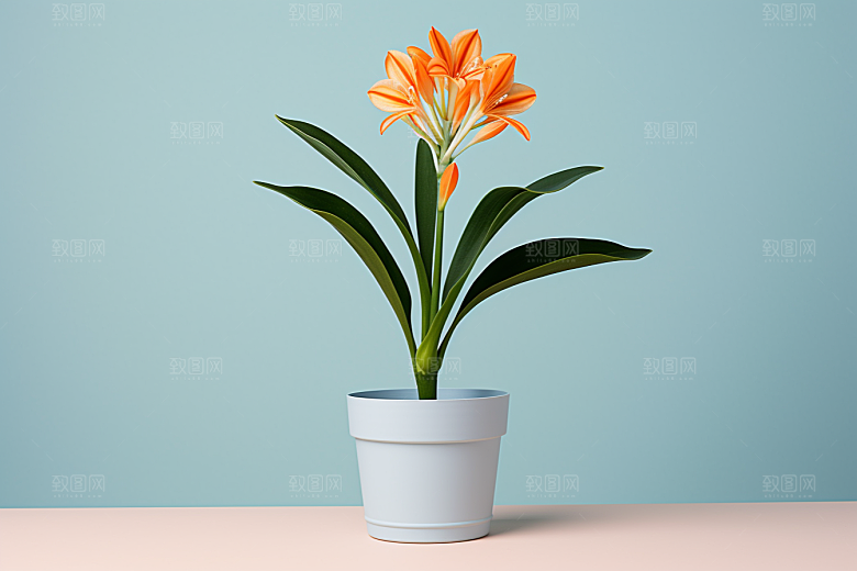 君子兰家居绿植摄影图