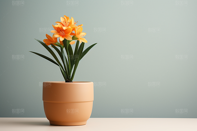 君子兰绿植自然摄影图