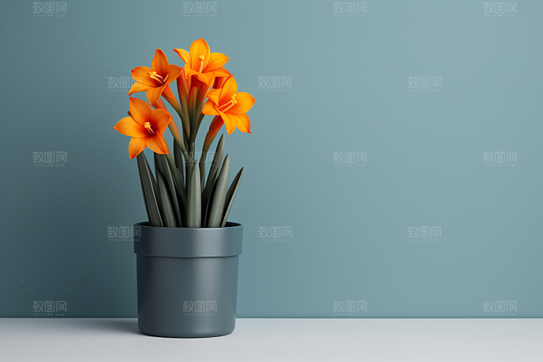 君子兰绿植花卉摄影图