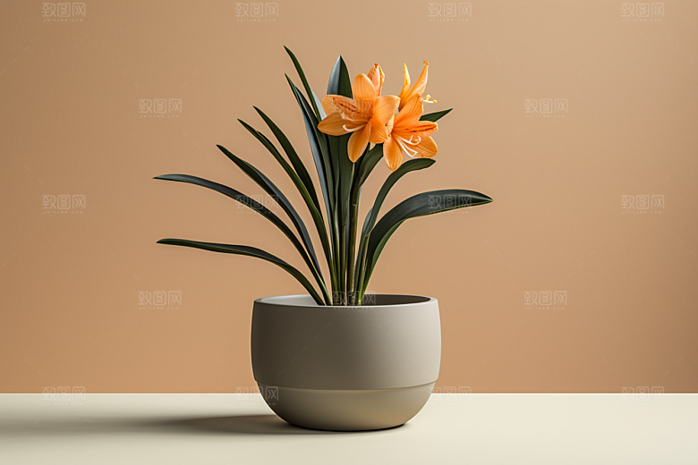 君子兰绿植花卉摄影图
