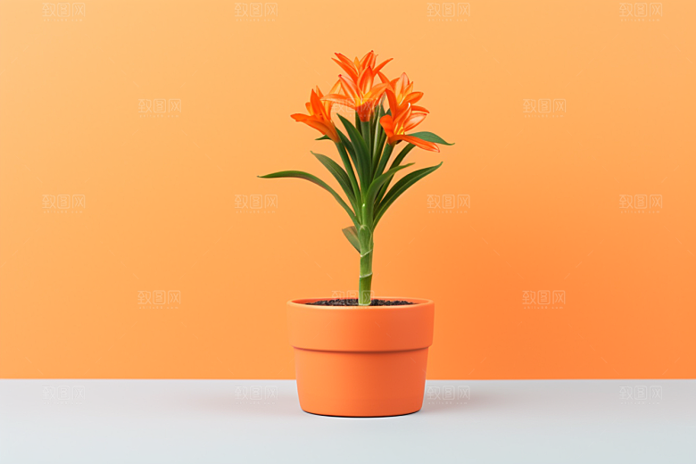 君子兰盆栽兰花摄影图