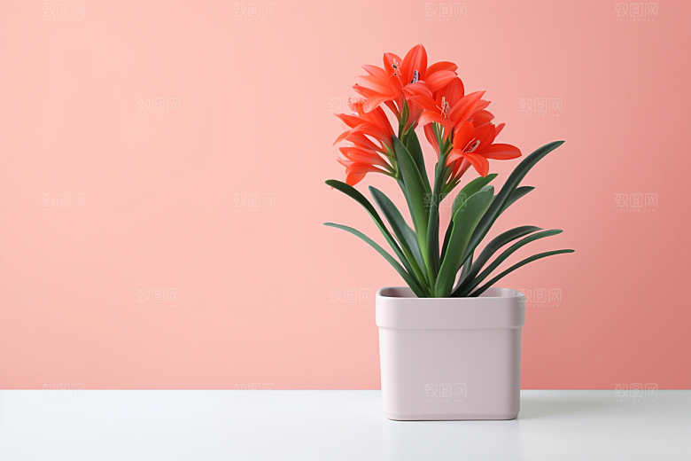 君子兰绿植高清摄影图