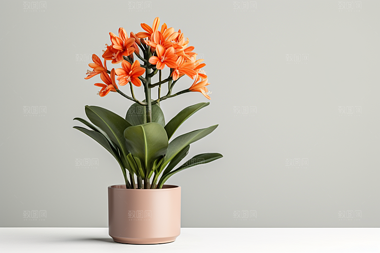 君子兰绿植春天摄影图