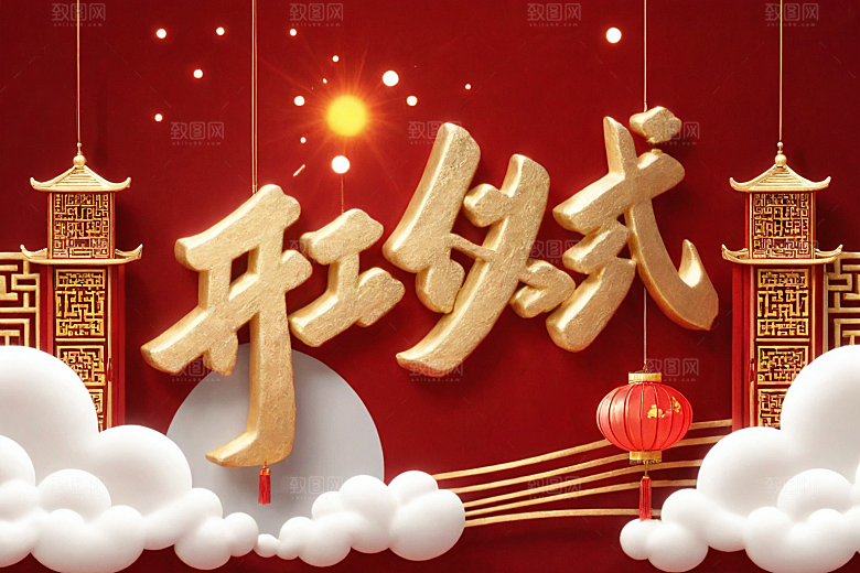 开门红新年立体艺术字
