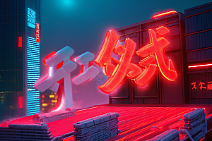 开门红春节3D艺术字