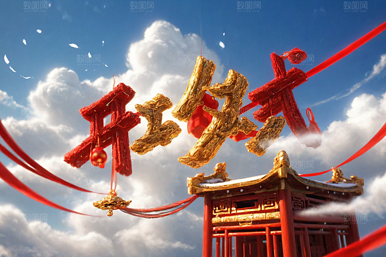 开门红渲染开业大吉艺术字