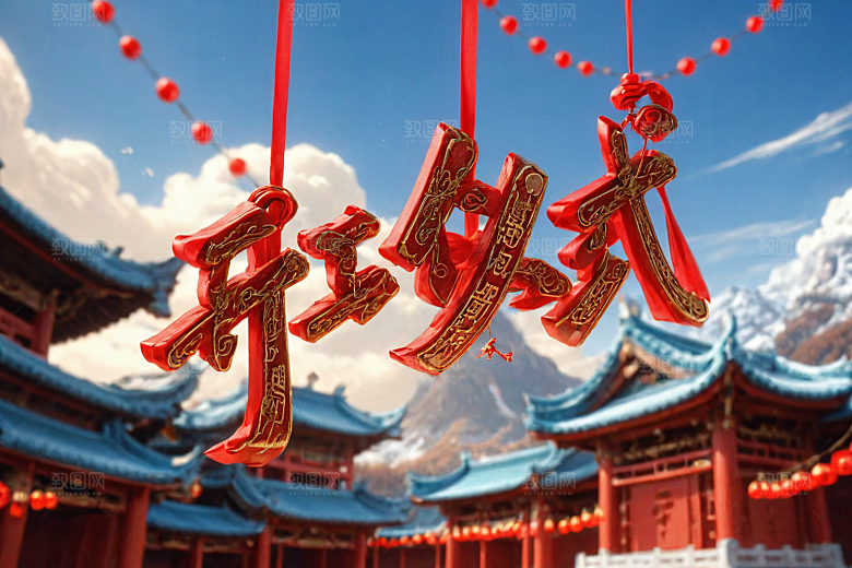 开门红渲染开业大吉艺术字