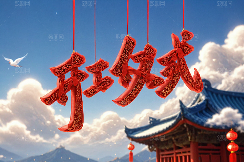 开门红新年春节艺术字