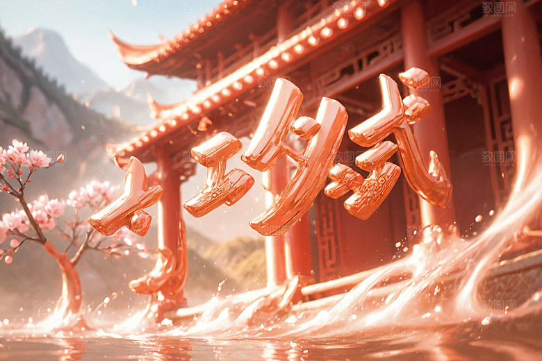 开门红喜庆3D艺术字