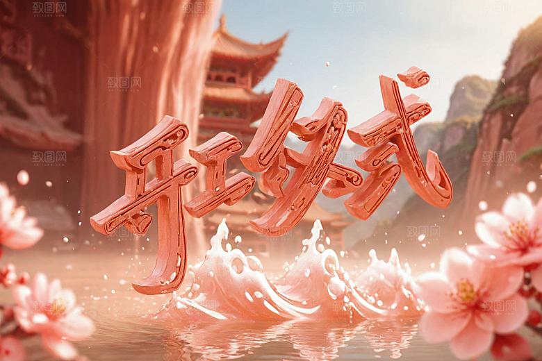 开门红春节开业大吉艺术字