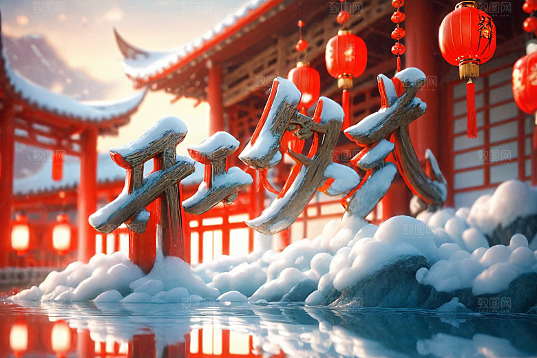 开门红渲染3D艺术字