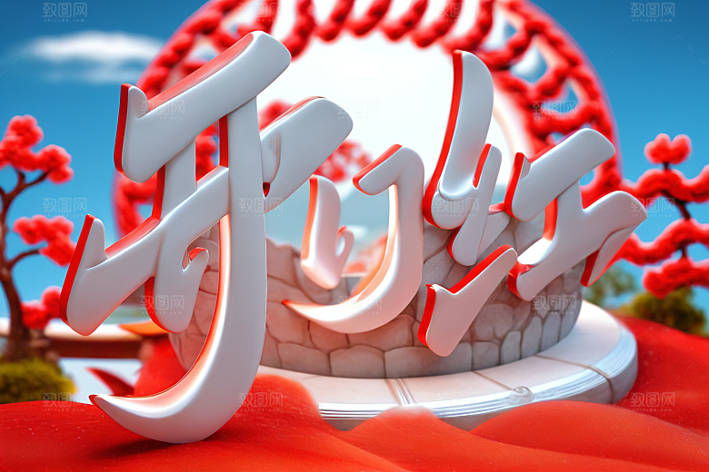 开门红典礼3D艺术字