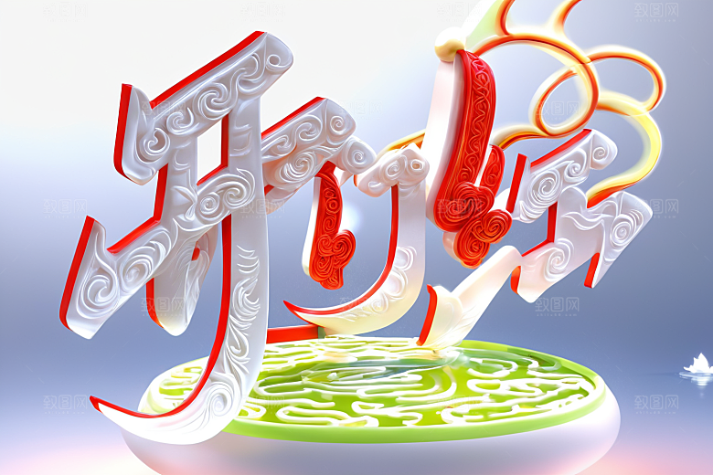 开门红3D立体艺术字