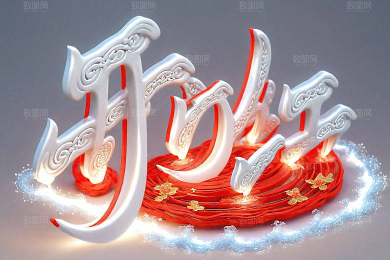 开门红喜庆3D艺术字