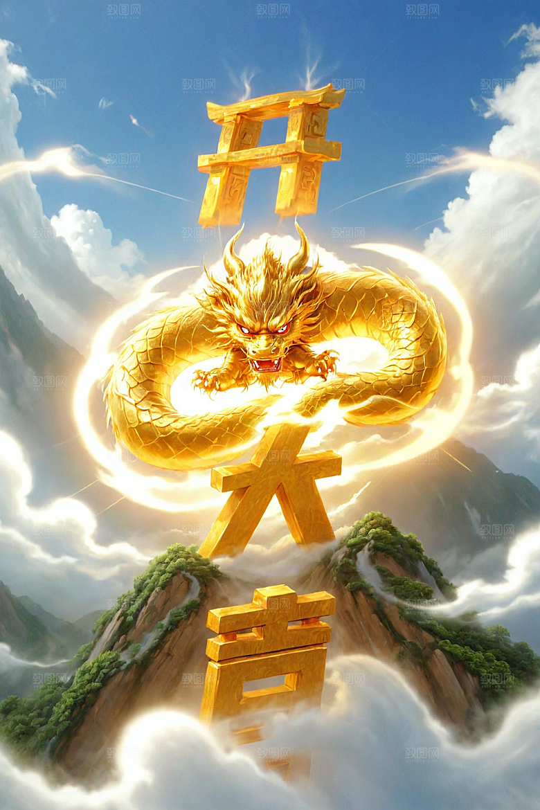 开门红3D立体艺术字
