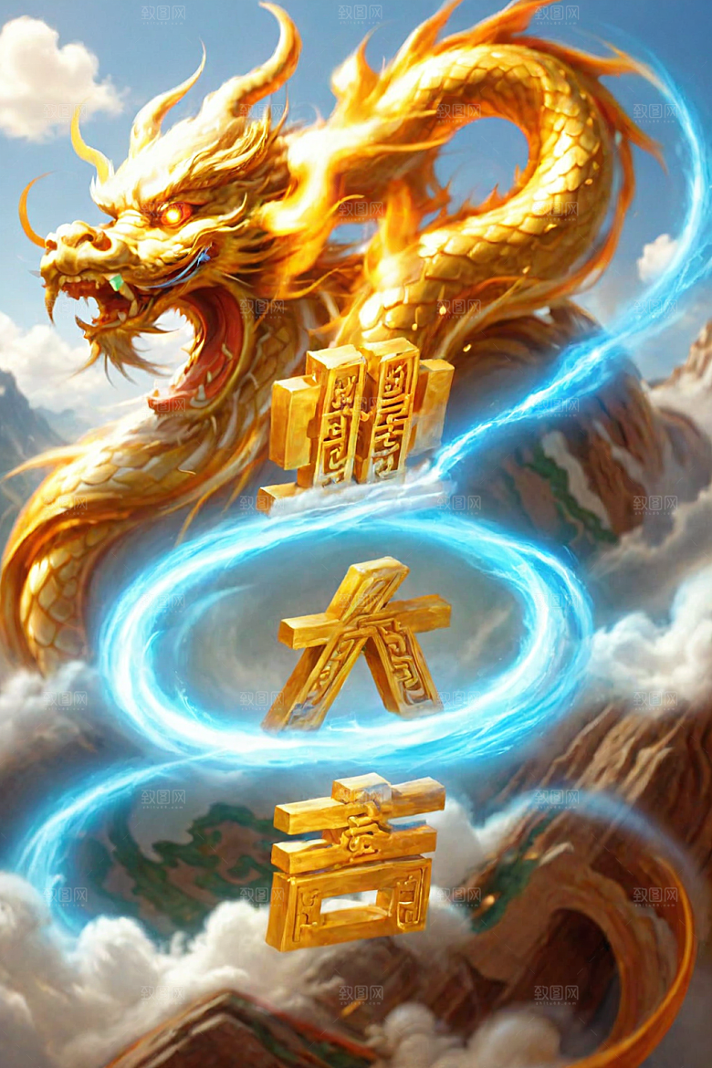 开门红喜庆立体艺术字