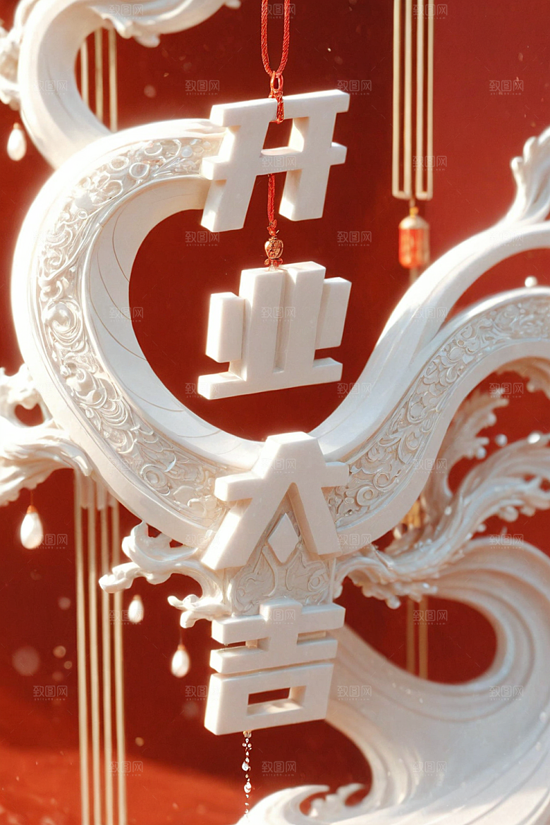 开门红开业大吉3D艺术字