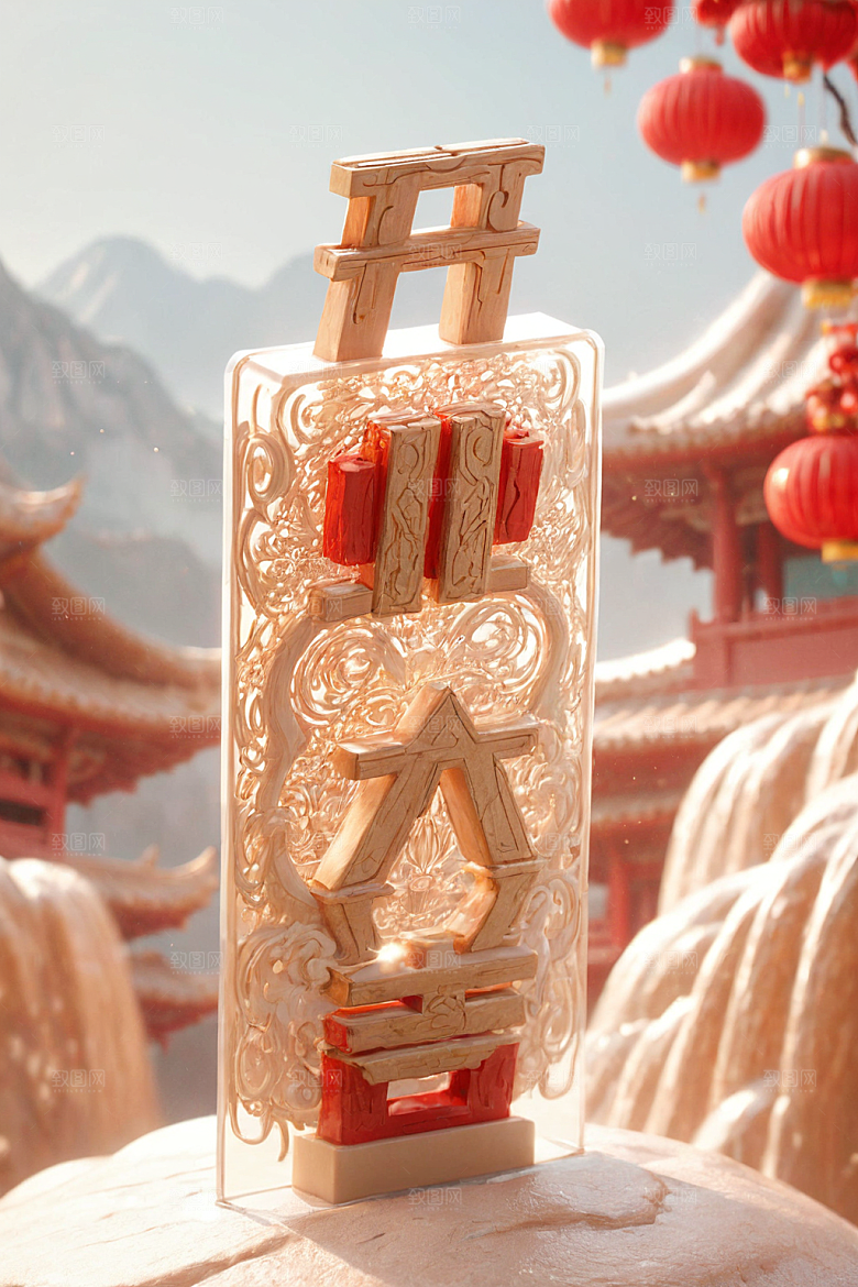开门红喜庆春节艺术字