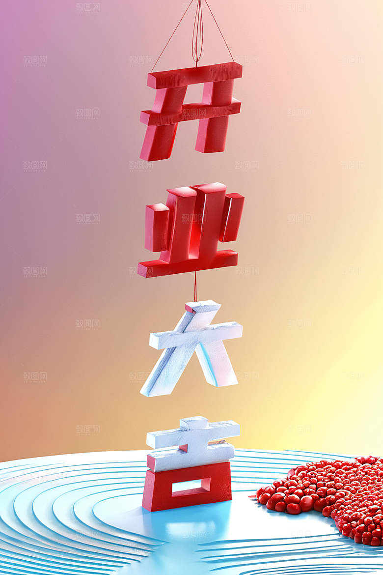 开门红高清开业大吉艺术字