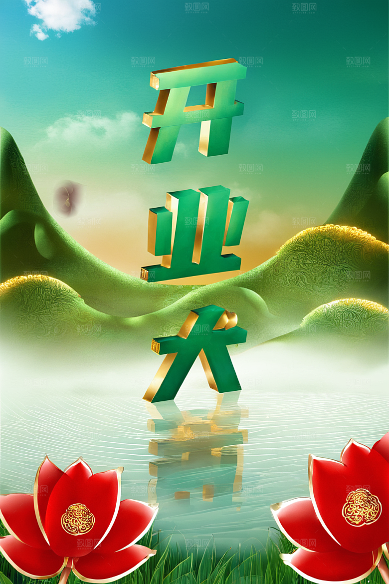 开门红3D渲染艺术字