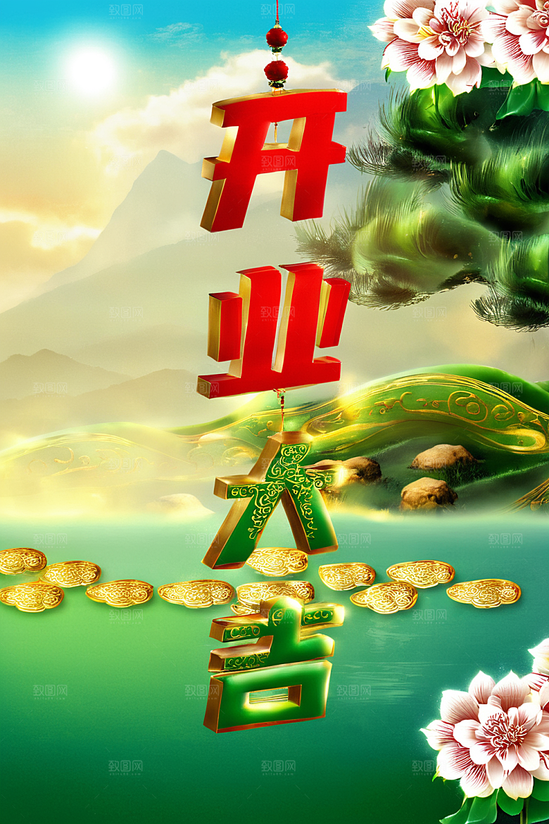开门红喜庆立体艺术字