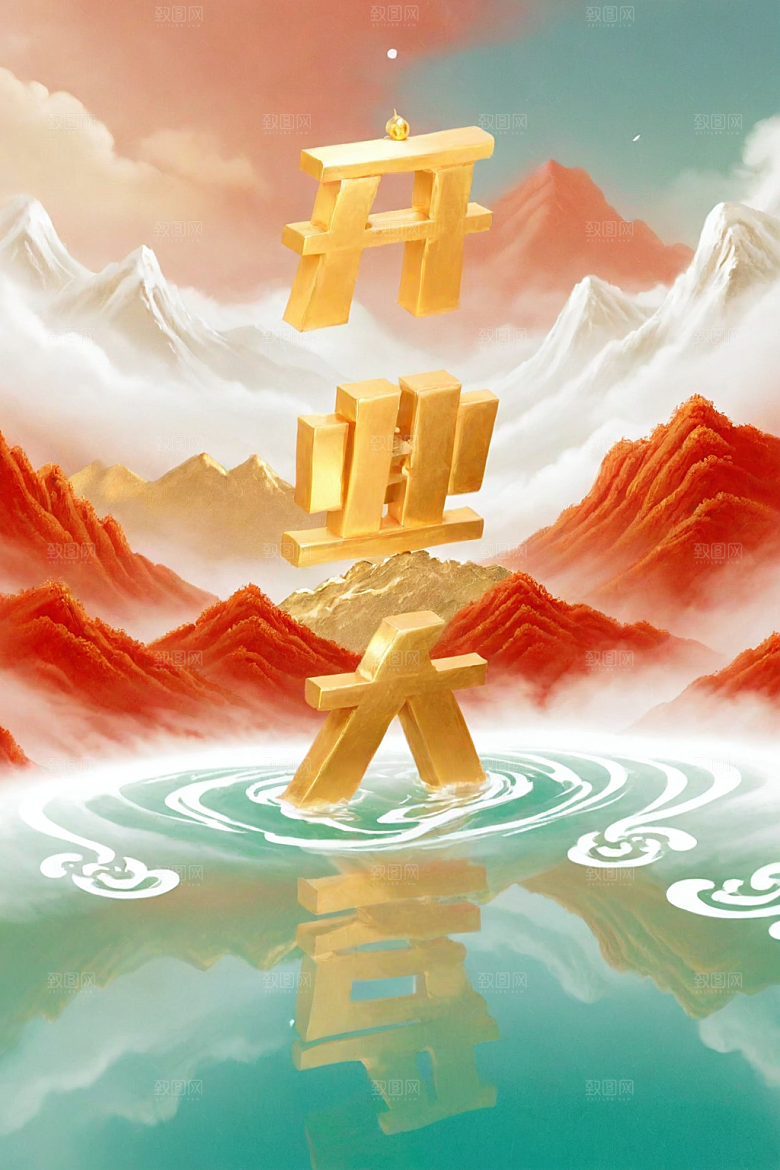 开门红开工开业大吉艺术字